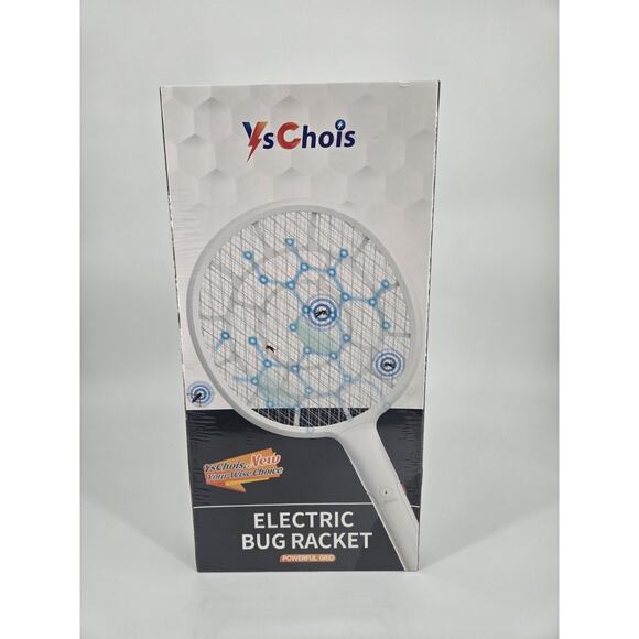 YsChois Electric Fly Swatter Bug Zapper Mosquito Zapper Racket White NEW In Box - Picture 1 of 11